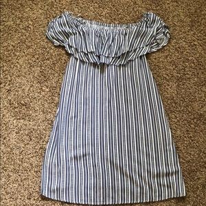 Blue and white striped dress